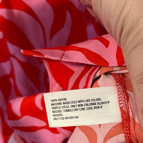 NEW A New Day Women’s Crepe Short Sleeve Button Down Bright Pink Large - Picture 5 of 13